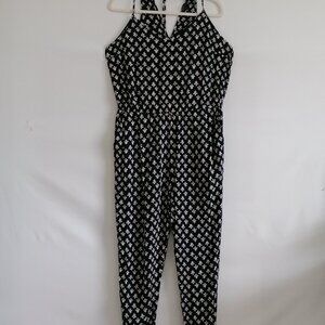 Lucky Brand Womens Black Woodblock Print Coquette Y2K Jumpsuit Size X-Large